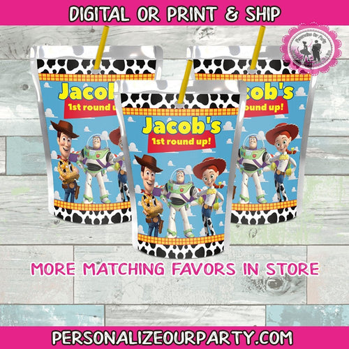 toy story capri sun labels-toy story party favors-cowboy party favors-digital-printed-toy story 3 birthday-toy story 4 party-toy story favor