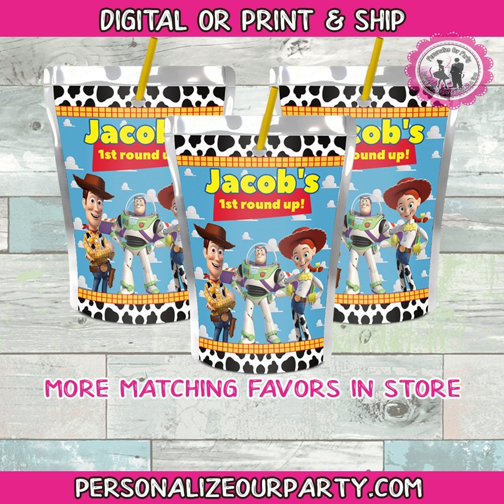 toy story capri sun labels-toy story party favors-cowboy party favors-digital-printed-toy story 3 birthday-toy story 4 party-toy story favor