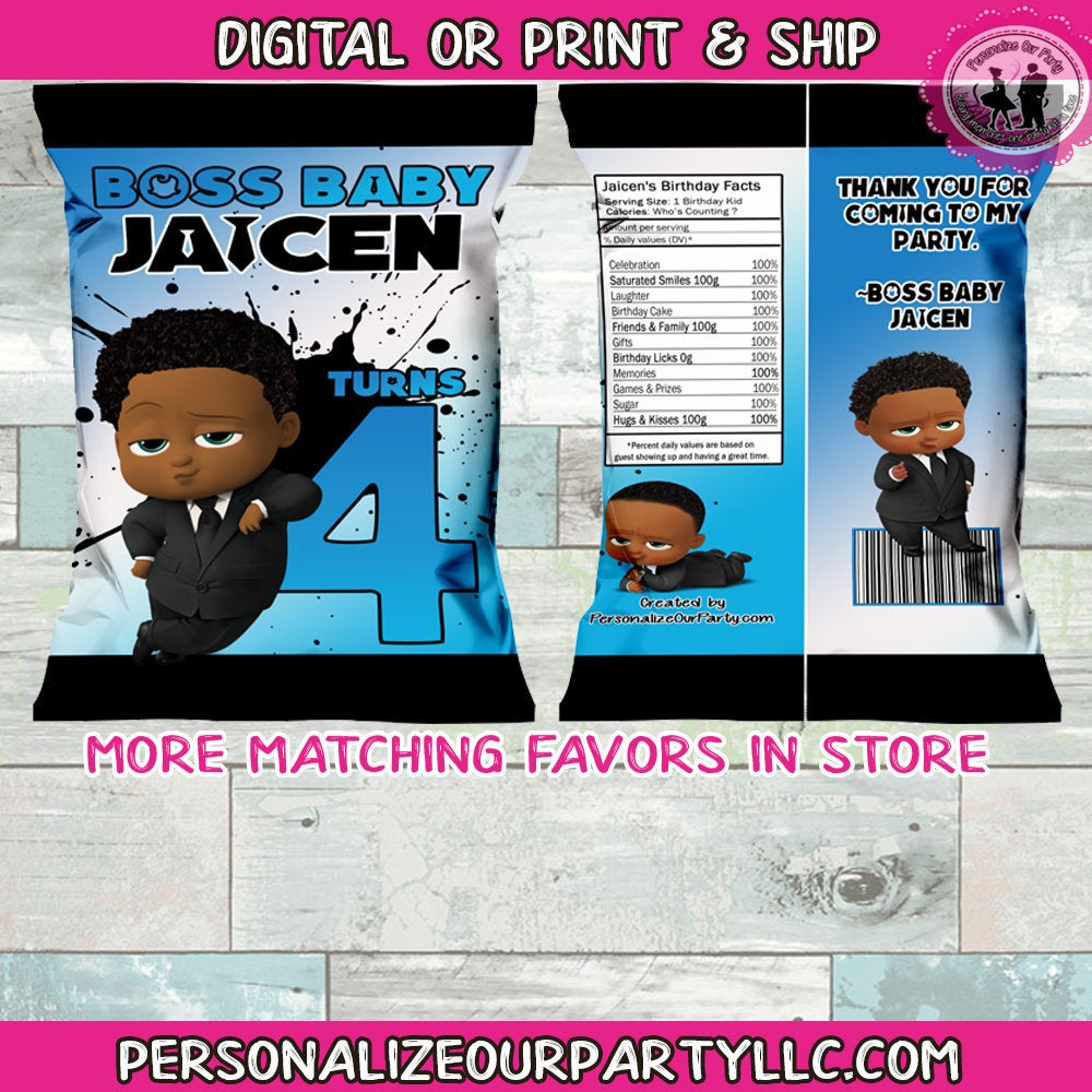 African American Boss baby boy chip bags/wrappers- digital or printed