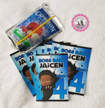 Load image into Gallery viewer, African american boss baby boy party package-digital-printed-boss baby chip bags-boss baby capri sun-boss baby rice krispy treat-boss baby