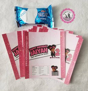 African american boss baby girl party package-digital-printed-boss baby chip bags-boss baby girl girl capri sun-boss baby rice krispy treat-