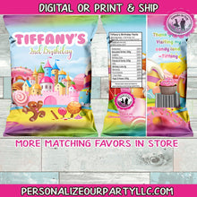 Load image into Gallery viewer, candy land chip bag/wrapper-candy land party favors-candy land treat bags-candyland-candyland baby shower chip bag-babyshower favors-digital