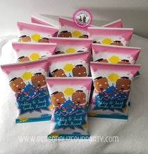 Load image into Gallery viewer, phil and lil african american gender reveal chip bag wrapper-digital-printed-personalized gender reveal party favors-rugrats-chip bag-favors