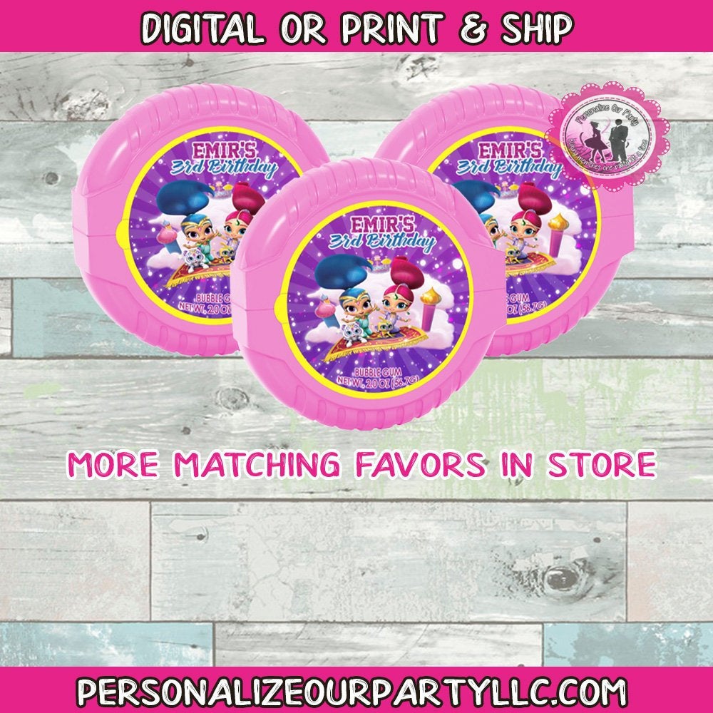 shimmer and shine bubble tape sticker labels-shimmer and shine party favors-digital-printed-shimmer and shine birthday party favors-