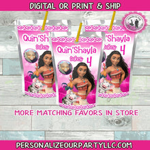 Load image into Gallery viewer, moana capri sun labels-moana party favors-moana bitrthdy-moana luau party favors-moana snack bags favors-party bags-moana party-juice pouch