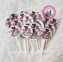 Load image into Gallery viewer, 2in circle African american boss baby girl inspired cupcake toppers-digital or 1 dozen printed toppers
