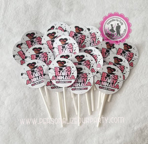 2in circle African american boss baby girl inspired cupcake toppers-digital or 1 dozen printed toppers