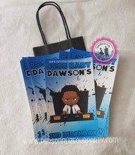 Load image into Gallery viewer, boss baby boy gift bags-African American boss baby boy-party bags-digital-printed-boss baby boy treat bags-personalized candy bags-loot