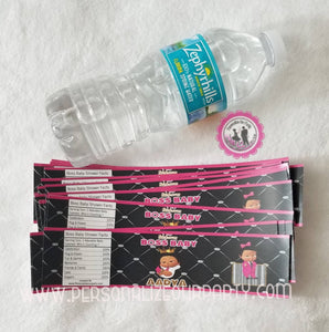 African america boss baby girl water bottle label-digital file or 1 dozen printed wrappers