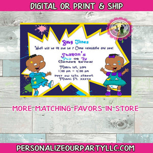 African american Phil an Lil baby gender reveal party invitation-digital-printed-gernder reveal party-gender reveal party favors-phil an lil