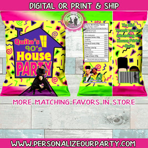 90's House party chip bags/ chip bag wrappers- 1 digital file or 1 dozen printed wrappers