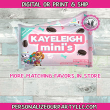 Load image into Gallery viewer, paw patrol girls oreo cookies/wrappers-digital-printed-paw patrol party favors-paw patrol treats-custom paw patrol party favors-pups party