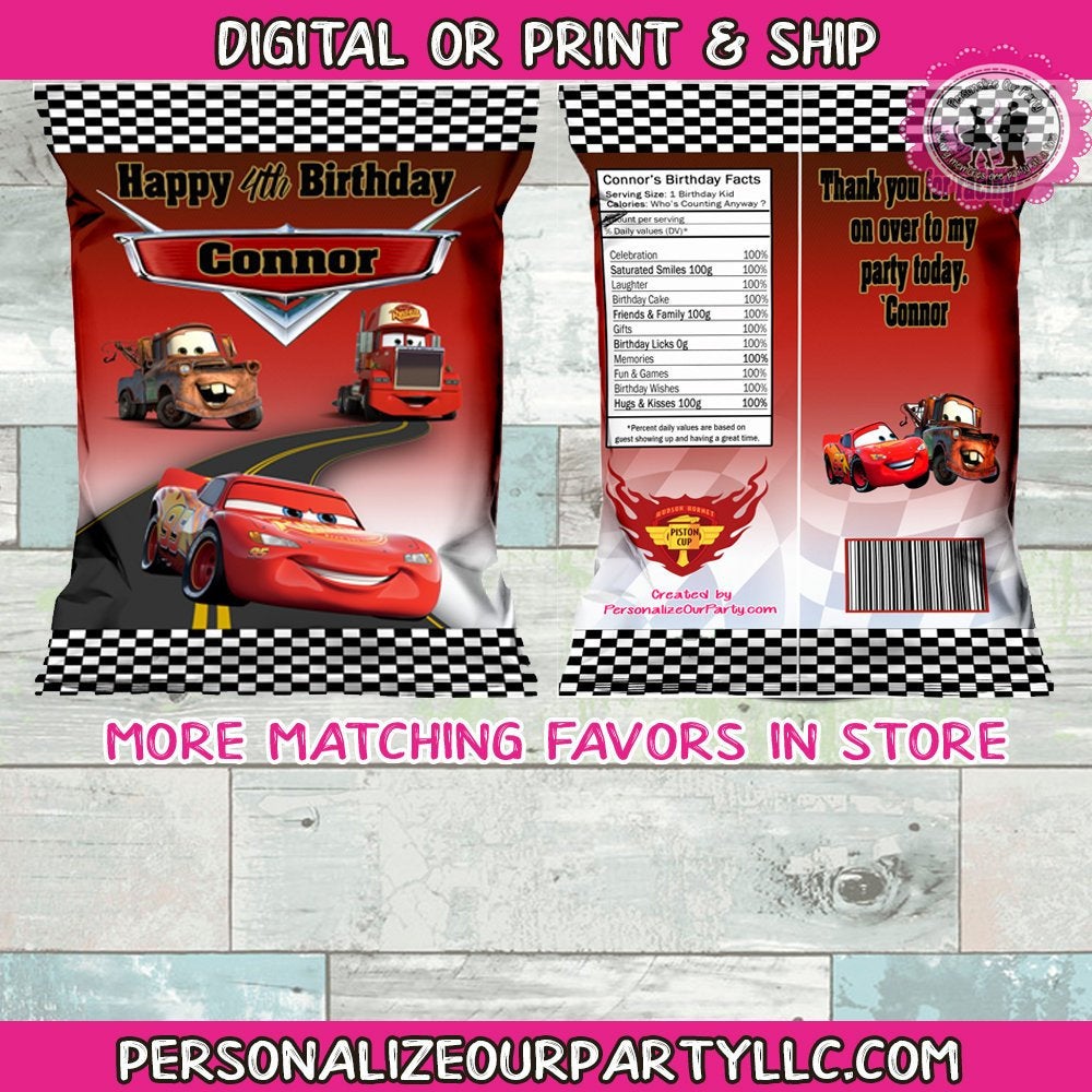 cars chip bags/wrappers-cars party favors-race cars chip bags-custom party favors-cars 2-cars 3-cars party favors-cars snack bags-party bags