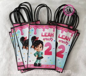 wreck it ralph gift bags/bag labels-wreck it ralph party bags-digital-printed-wreck it ralph treat bags-personalized party bags-loot bags