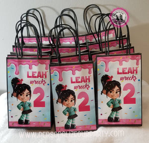 wreck it ralph gift bags/bag labels-wreck it ralph party bags-digital-printed-wreck it ralph treat bags-personalized party bags-loot bags