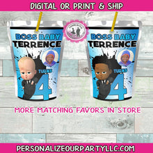 Load image into Gallery viewer, Boss baby or African American boss baby capri sun sticker-digital-printed-boss baby party favors-boss baby-custom boss baby favors-party bag
