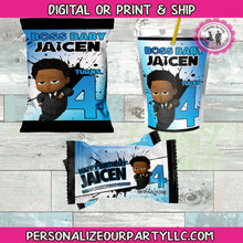 Load image into Gallery viewer, African american boss baby boy party package-digital-printed-boss baby chip bags-boss baby capri sun-boss baby rice krispy treat-boss baby