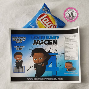 African american boss baby boy party package-digital-printed-boss baby chip bags-boss baby capri sun-boss baby rice krispy treat-boss baby