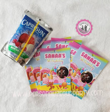 Load image into Gallery viewer, candy land capri sun juice labels-digital printed-candyland party favors-candyland treat bags-candyland goody bags-candyland party-candyland
