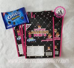 African american boss baby boy oreo cookie/wrappers-digital file or 1 dozen printed wrappers