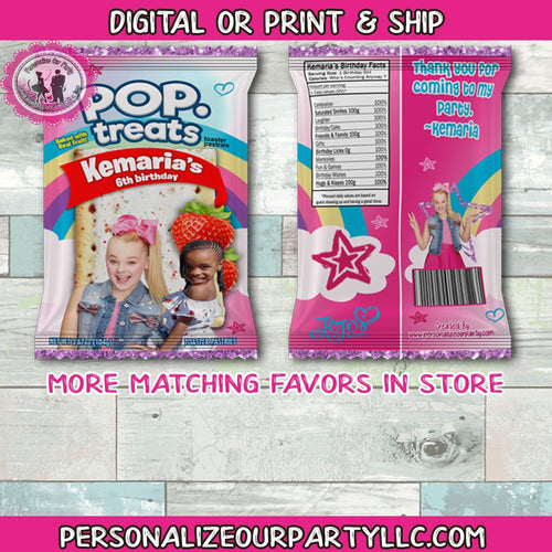 Jojo siwa inspired pop tarts wrappers-digital-printed-jojo siwa party favors-jojo siwa party-jojo party bag favors-jojo siwa birthday party