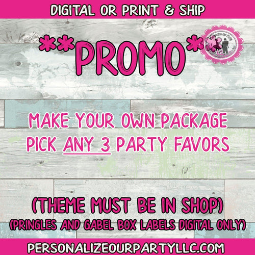 3 digital party favors package- pick any 3 favors-theme must be a theme that I have