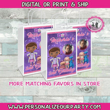 Load image into Gallery viewer, doc mcstuffins gift bags/labels-doc mcstuffins custom party favors-doc mcstuffins party bags-custom party bags-candy bags-digital-printed