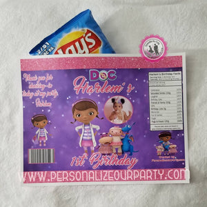 Doc mcstuffins inspired capri sun label-Digital-printed-doc mcstuffins party favors-doc mcstuffins juice pouch label-doc party-treat bags