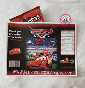 cars party favors package-cars chip bag wrappers-cars capri sun label-cars custom party favors-cars birthday party-cars 2-cars 3-personalize