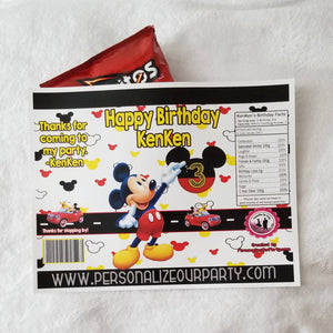 mickey mouse chip bag-digital-printed-mickey mouse party favors-mickey mouse party supplies-mickey mouse birthday party-party favor treats