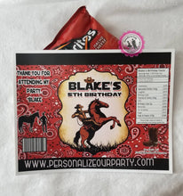 Load image into Gallery viewer, Cowboy chip bags/wrappers-digital-printed-western party favors-cowboy party favors-western chip bags-cowboy birthday-western party-cowboy