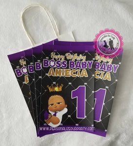 purple boss baby girl party bags-black boss baby girl party favors-gift bags-digital-printed-boss baby girl treat bags-boss baby candy bags