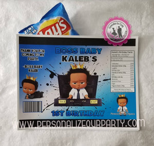 boss baby baby shower chip bag/wrapper-digital-printed-boss baby bag-african american boss baby shower favors-party favors-baby shower party