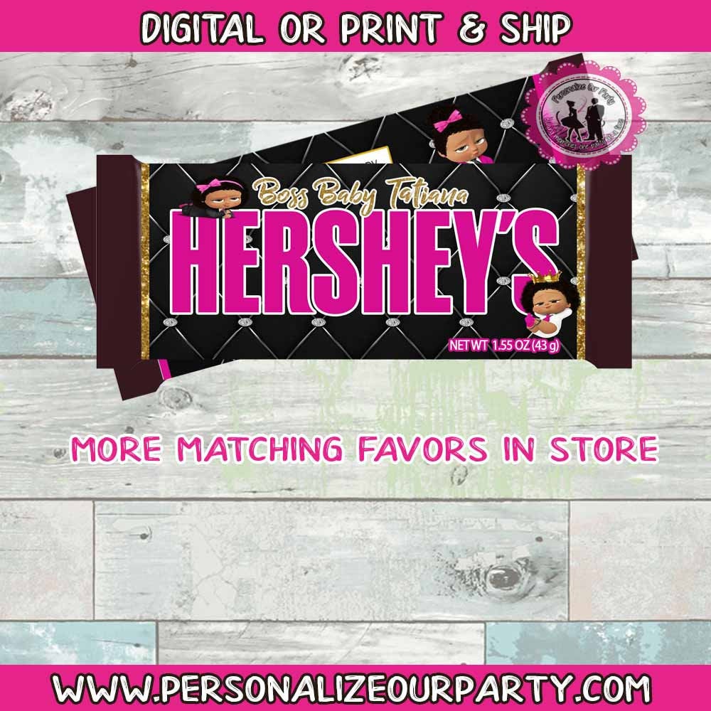 African american boss baby girl candy bar wrapper-boss baby girl party favors-boss baby girl baby shower-boss baby girl-baby shower favors
