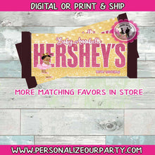 Load image into Gallery viewer, Princess chocolate Hershey candy bar wrapper-custom candy bar wrapper-princess baby shower-baby shower favors-candy bar favors-pink and gold