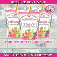 Load image into Gallery viewer, Tutti fruiti chip juice pouch labels-tutti fruiti party favors-capri sun labels-fruiti tutti party favors-tutti fruiti party-juice pouches
