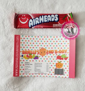 tutti fruiti air heads/candy wrappers-digital printed-tutti fruiti party favors-fruiti tutti birthday-candy favors-fruit party favors