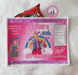 Jojo Siwa chip bags / chip bag wrappers-1 digital file or 1 dozen printed wrappers