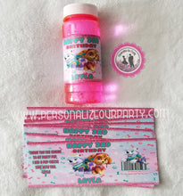 Load image into Gallery viewer, skye paw patrol girls bubbles or labels-digital-printed-paw patrol girls party favors-bubble party favors-paw patrol birthday-personalized