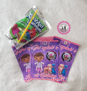 Doc mcstuffins inspired capri sun label-Digital-printed-doc mcstuffins party favors-doc mcstuffins juice pouch label-doc party-treat bags