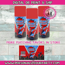 Load image into Gallery viewer, spider man web shooter-spider man silly spray-spider man silly string-silly spray-funny spray-digital-printed-spider-man party favors