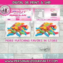 Load image into Gallery viewer, Donut treat bag toppers-digital-printed-donut party favors-donut candy bags-donut party bags-donut loot bags-party favor bags-donut birthday