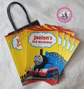thomas the train party bags-goody bags-thomas the train candy bags-treat bags-digital-ptinted thomas the train party favors-loot bags-gift