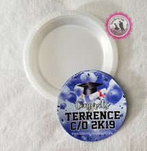 Load image into Gallery viewer, Boss baby girl 7in clear dessert plates/labels- personalized party supplies-boss baby favors-digital-printed-boss baby girl-custom plates