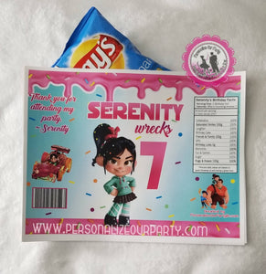 wreck it ralph inspired chip bag/wrapper-wreck it ralph party favors-wreck it ralph birthday favors-digital-printed-wreck it ralph party