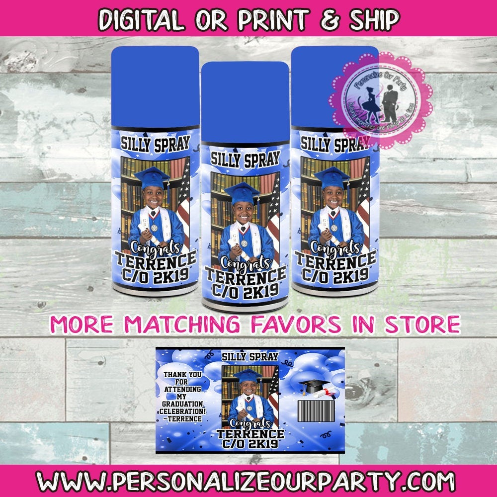 Graduation goofy string spray favors-graduation party favors-graduation favors-silly spray-funny spray-digital-printed-graduation gooft spray