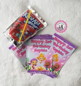 bubble guppies inspired juice pouch labels-capri sun labels-girls bubble guppies party favors-bubble guppies party favors-treat bags-