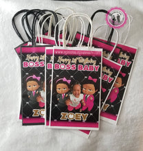 Load image into Gallery viewer, boss baby girl gift bags-African Americanboss baby girl-party bags-digital-printed-boss baby girl treat bags-personalized candy bags-loot