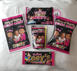 boss baby girl gift bags-African Americanboss baby girl-party bags-digital-printed-boss baby girl treat bags-personalized candy bags-loot