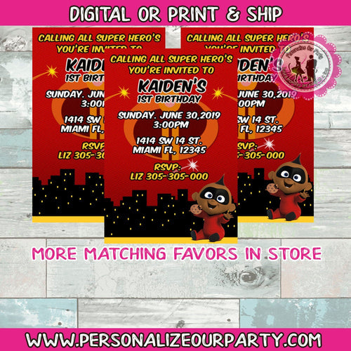 African American Jack Jack party invitations-digital-printed-incredibles 2-invitations-invites-jack jack from incredibles